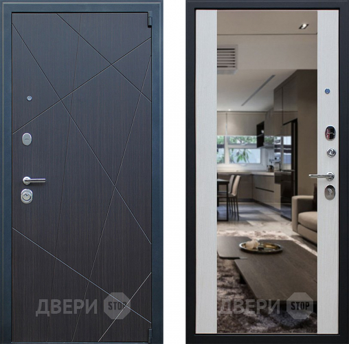 Входная металлическая Дверь АСД Вектор с зеркалом Лиственница белая в Истра