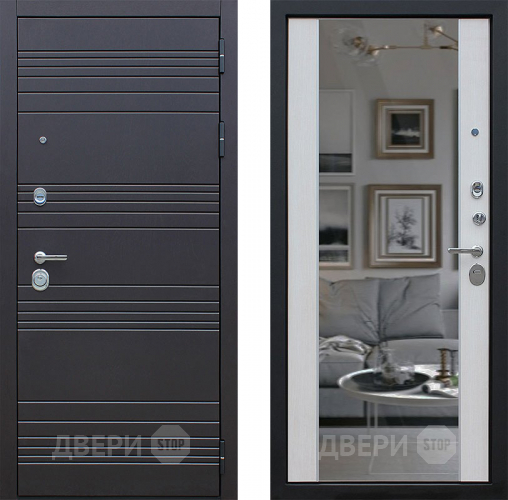 Входная металлическая Дверь АСД Дуэт с зеркалом Лиственница белая в Истра