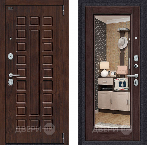 Входная металлическая Дверь Bravo Оптим Урбан с зеркалом Wenge Veralinga в Истра