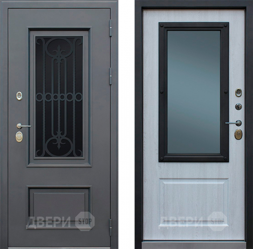 Входная металлическая Дверь АСД Аляска с окном и лазерной резкой в Истра