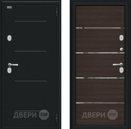Входная металлическая Дверь Bravo Thermo Лайн Букле черное/Wenge Veralinga в Истра