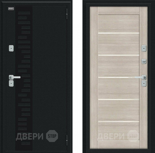 Входная металлическая Дверь Bravo Thermo Техно Декор Букле черное/Cappuccino Veralinga в Истра
