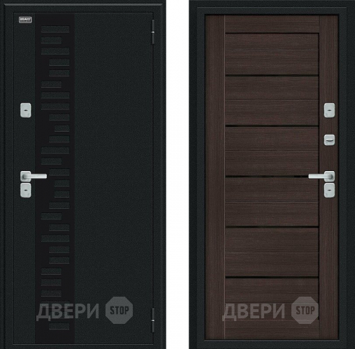 Входная металлическая Дверь Bravo Thermo Техно Декор Букле черное/Wenge Veralinga в Истра