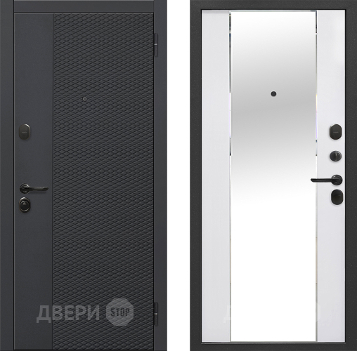 Входная металлическая Дверь Флорида Зеркало Фацет Эммалит Белый в Истра