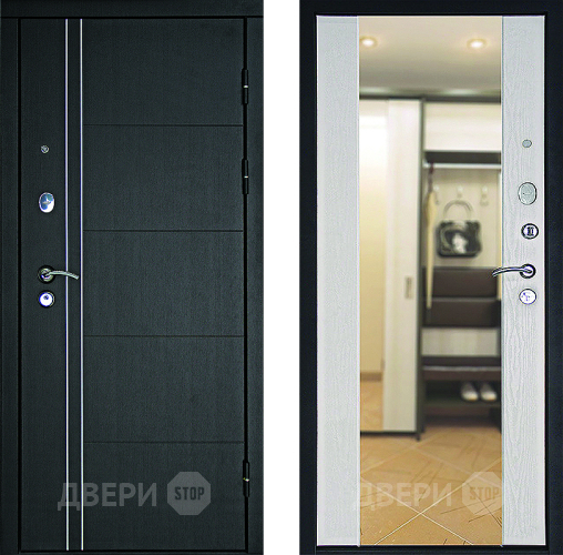 Дверь Дверной Континент Тепло - Люкс Зеркало Беленый дуб в Истра