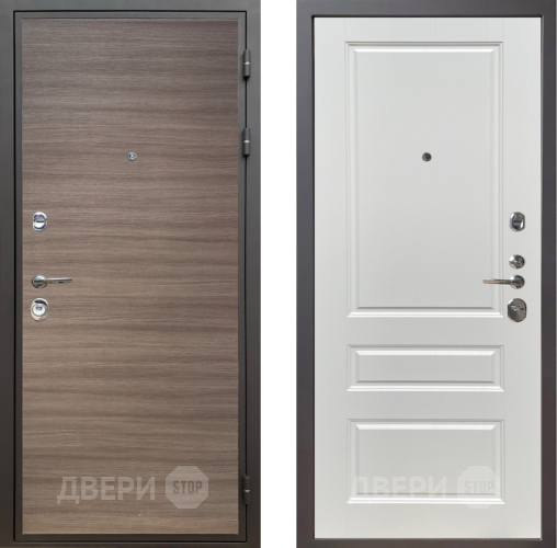 Входная металлическая Дверь Шелтер (SHELTER) Комфорт Дуб тоскано поперечный 1 Белый ясень в Истра