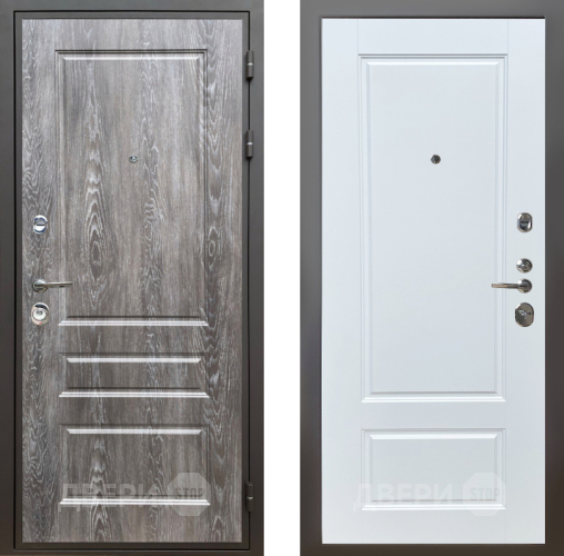 Входная металлическая Дверь Шелтер (SHELTER) Комфорт Дуб шале серебро 4 Белый матовый в Истра