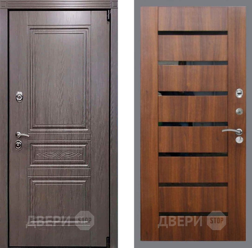 Входная металлическая Дверь Рекс (REX) Пренмиум-S СБ-14 стекло черное Орех бренди в Истра