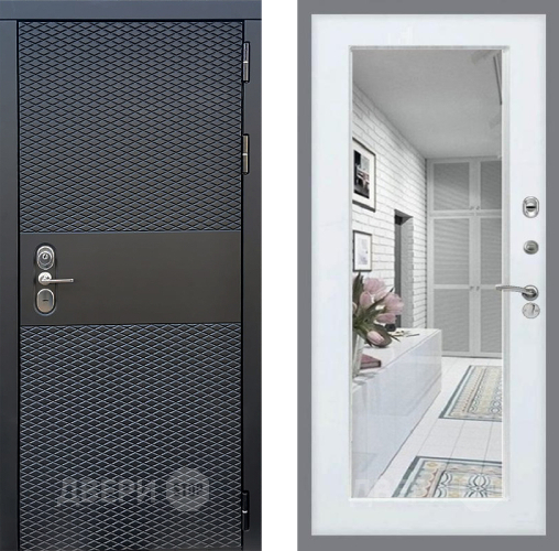 Входная металлическая Дверь Стоп БЛЭК CISA Зеркало Белый ясень в Истра