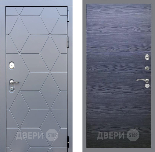 Входная металлическая Дверь Стоп КОСМО Гладкая Дуб тангенальный черный в Истра