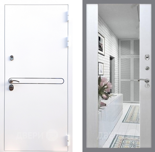 Входная металлическая Дверь Стоп Лайн Вайт Зеркало СБ-16 Лиственница беж в Истра