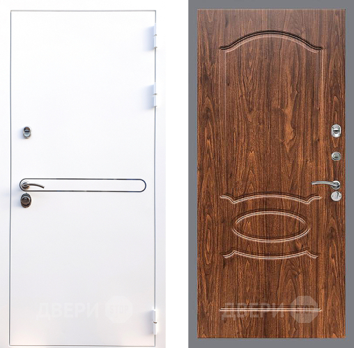 Входная металлическая Дверь Стоп Лайн Вайт ФЛ-128 орех тисненый в Истра