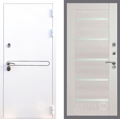 Входная металлическая Дверь Стоп Лайн Вайт СБ-14 Лиственница беж в Истра