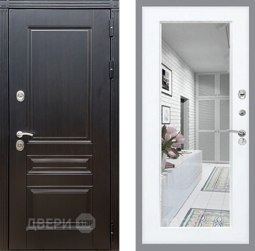 Входная металлическая Дверь Стоп МЕГАПОЛИС Зеркало Силк Сноу в Истра