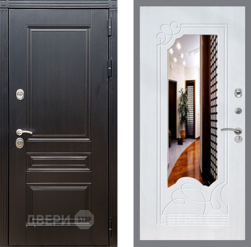 Входная металлическая Дверь Стоп МЕГАПОЛИС ЗкркалоФЛ-147 Ясень белый в Истра