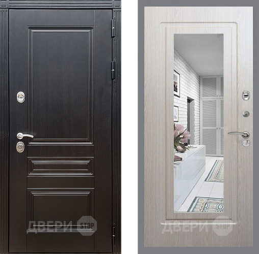 Входная металлическая Дверь Стоп МЕГАПОЛИС Зеркало ФЛ-120 Беленый дуб в Истра