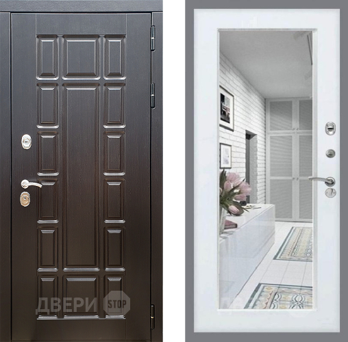 Входная металлическая Дверь Стоп НЬЮ ЙОРК Зеркало Белый ясень в Истра