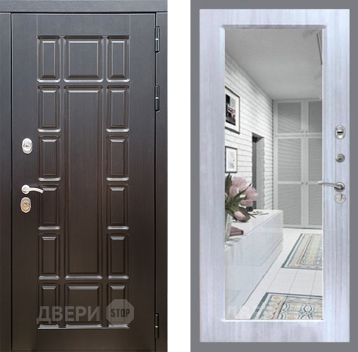 Входная металлическая Дверь Стоп НЬЮ ЙОРК Зеркало Сандал белый в Истра