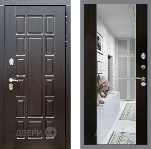 Входная металлическая Дверь Стоп НЬЮ ЙОРК Зеркало СБ-16 Венге в Истра