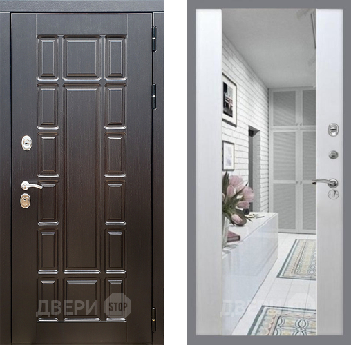 Входная металлическая Дверь Стоп НЬЮ ЙОРК Зеркало СБ-16 Лиственница беж в Истра