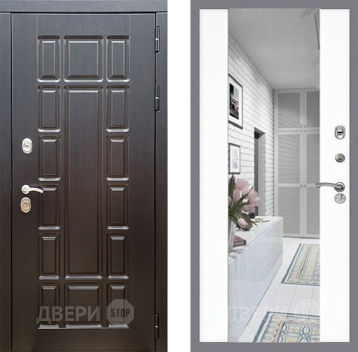 Входная металлическая Дверь Стоп НЬЮ ЙОРК Зеркало СБ-16 Силк Сноу в Истра