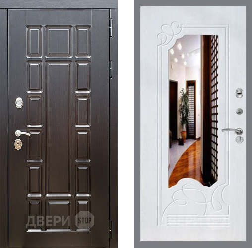 Входная металлическая Дверь Стоп НЬЮ ЙОРК ЗкркалоФЛ-147 Ясень белый в Истра