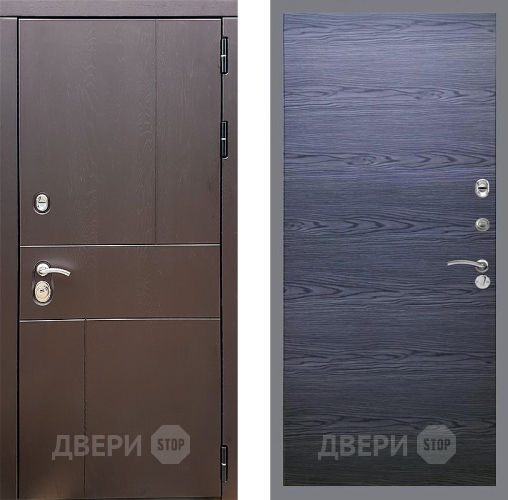 Входная металлическая Дверь Стоп УРБАН Гладкая Дуб тангенальный черный в Истра