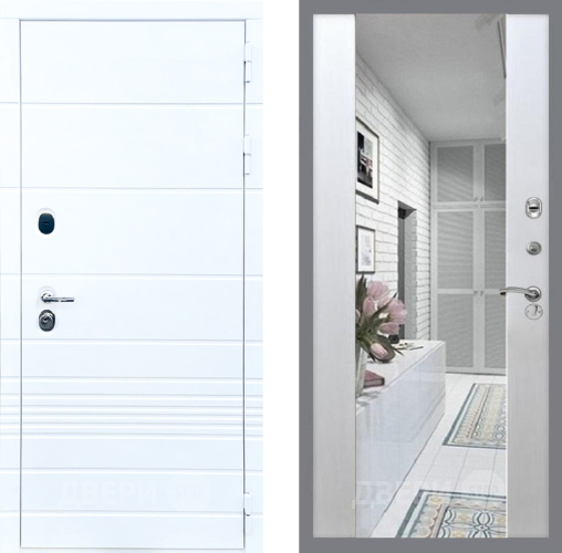 Входная металлическая Дверь Стоп ТРЕНДО Зеркало СБ-16 Лиственница беж в Истра