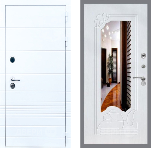 Входная металлическая Дверь Стоп ТРЕНДО ЗкркалоФЛ-147 Ясень белый в Истра