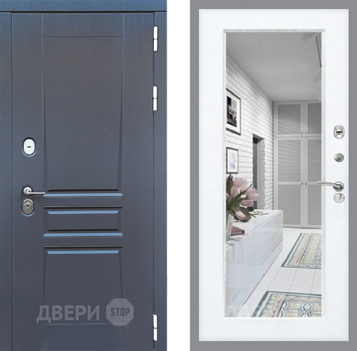 Входная металлическая Дверь Стоп ПЛАТИНУМ Зеркало Силк Сноу в Истра