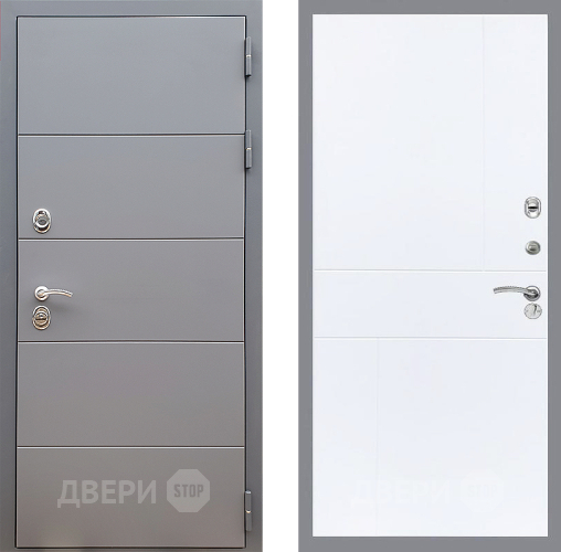 Входная металлическая Дверь Стоп АРТ ГРАФИТ ФЛ-290 Силк Сноу в Истра