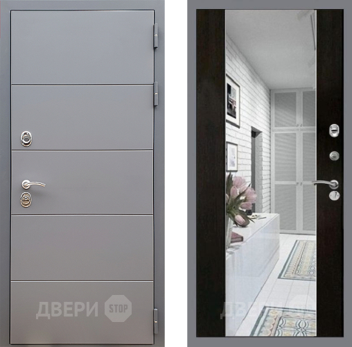 Входная металлическая Дверь Стоп АРТ ГРАФИТ Зеркало СБ-16 Венге в Истра