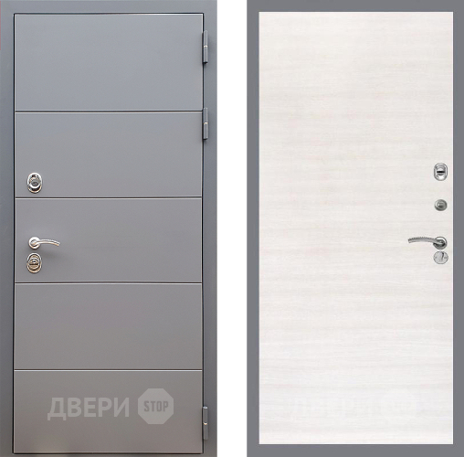 Входная металлическая Дверь Стоп АРТ ГРАФИТ Гладкая Акация светлая в Истра