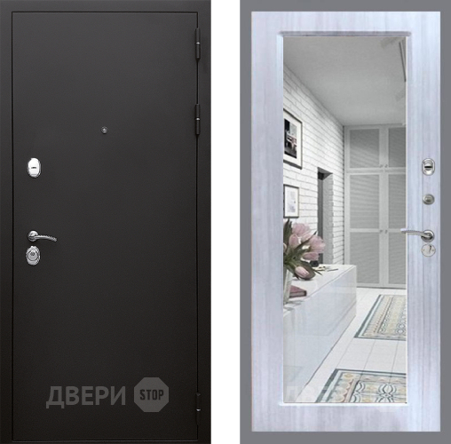 Входная металлическая Дверь Стоп КЛАССИК Шагрень Зеркало Сандал белый в Истра