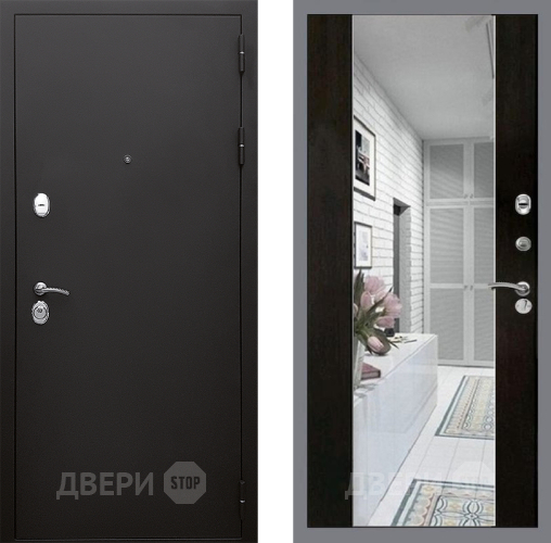 Входная металлическая Дверь Стоп КЛАССИК Шагрень Зеркало СБ-16 Венге в Истра