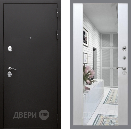 Входная металлическая Дверь Стоп КЛАССИК Шагрень Зеркало СБ-16 Лиственница беж в Истра