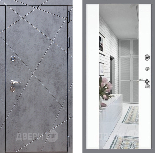 Входная металлическая Дверь Стоп Лучи Зеркало СБ-16 Силк Сноу в Истра