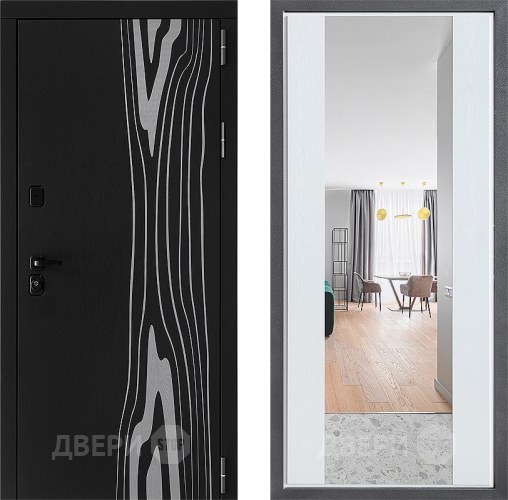 Входная металлическая Дверь Дверной континент ДК-12 ФЛЗ-1 Зеркало Белое дерево в Истра