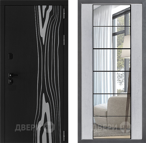 Входная металлическая Дверь Дверной континент ДК-12 ФЛЗ-2 Зеркало Бетон светлый в Истра