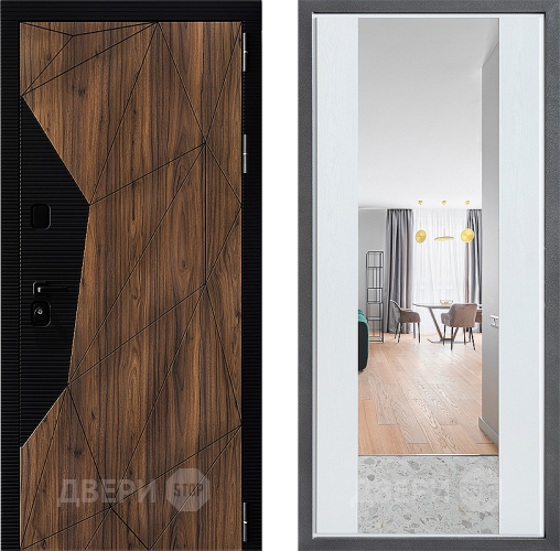 Входная металлическая Дверь Дверной континент ДК-11 ФЛЗ-1 Зеркало Белое дерево в Истра