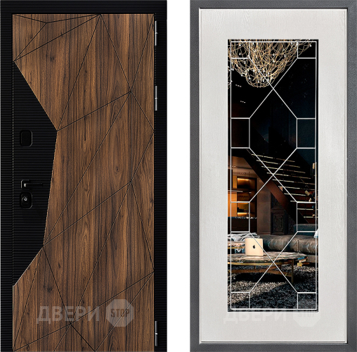 Входная металлическая Дверь Дверной континент ДК-11 ФЛ-Тиффани Зеркало Белое дерево в Истра