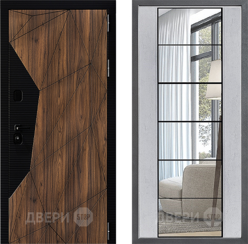 Дверь Дверной континент ДК-11 ФЛЗ-2 Зеркало Бетон светлый в Истра