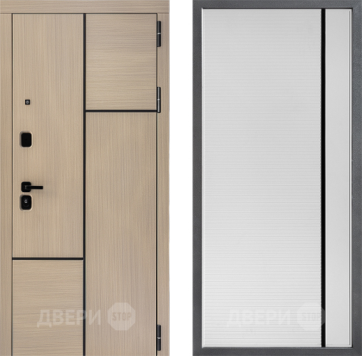 Входная металлическая Дверь Дверной континент ДК-14 ФЛ-757 Черное Стекло Софт милк в Истра