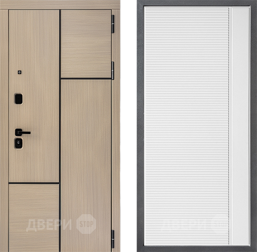 Входная металлическая Дверь Дверной континент ДК-14 ФЛ-757 Белое Стекло Софт милк в Истра