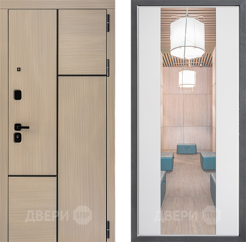 Входная металлическая Дверь Дверной континент ДК-14 ФЛЗ-1 Зеркало Белый софт в Истра