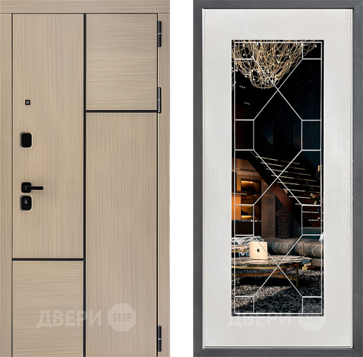 Входная металлическая Дверь Дверной континент ДК-14 ФЛ-Тиффани Зеркало Белое дерево в Истра