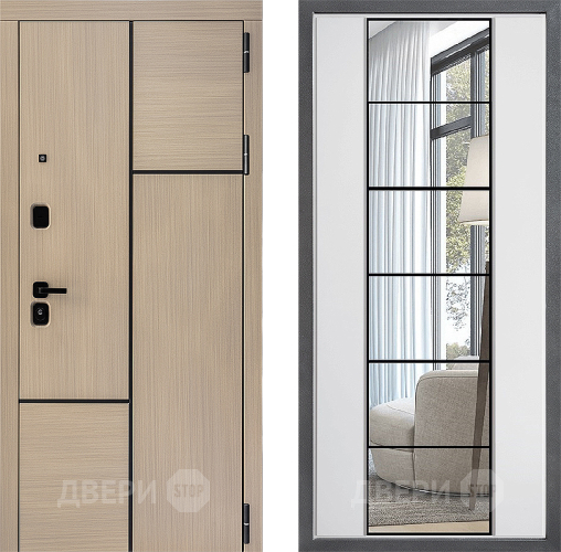 Входная металлическая Дверь Дверной континент ДК-14 ФЛЗ-2 Зеркало Белый софт в Истра