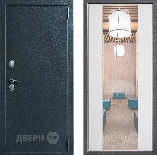 Входная металлическая Дверь Дверной континент ДК-70 Дизайн ФЛЗ-1 Зеркало Белый софт в Истра