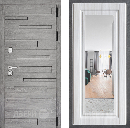 Входная металлическая Дверь Дверной континент ДК-10 ФЛЗ Зеркало Сандал белый в Истра