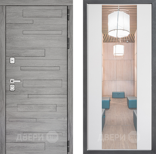 Входная металлическая Дверь Дверной континент ДК-10 ФЛЗ-1 Зеркало Белый софт в Истра